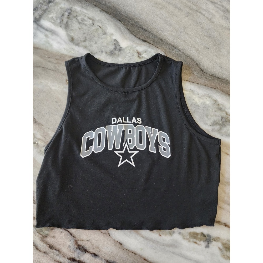 Dallas Cowboys Black Graphic Crop Top Sleeveless Tank Size M NFL